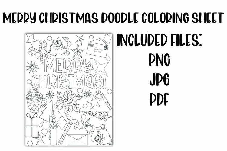 Christmas Doodles Coloring Sheet