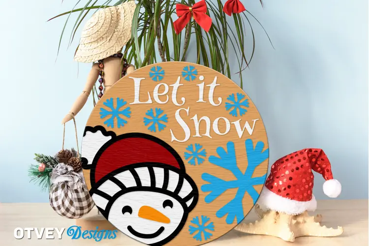 Merry Christmas Round Sign Door Hanger Lasercut