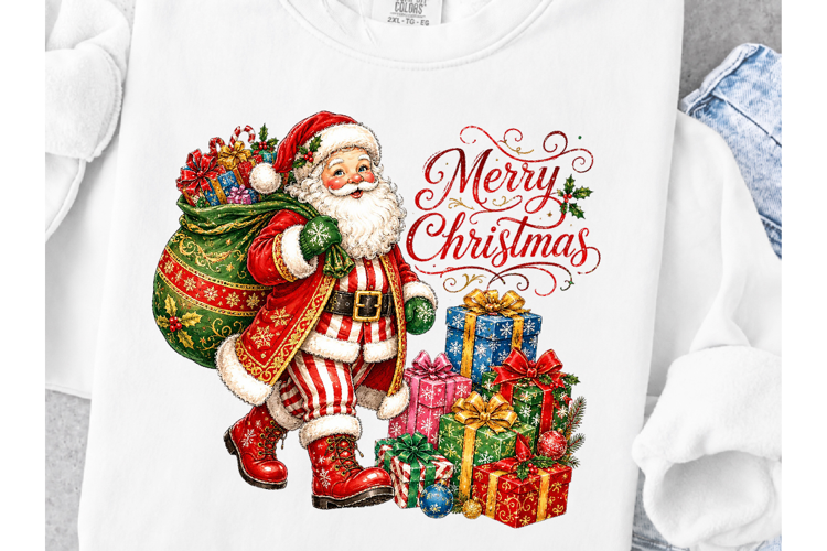 Merry Christmas Funny Retro Santa PNG
