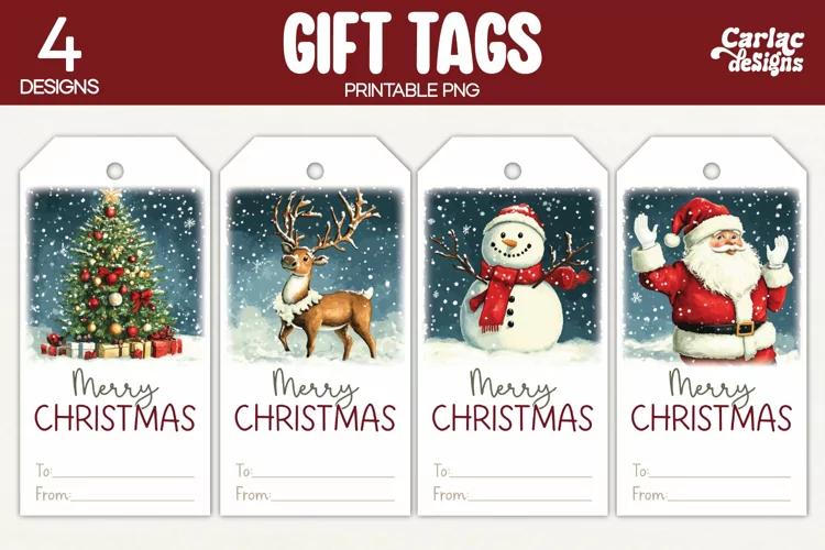 Christmas Gift Tags, Merry Christmas Printable Tags