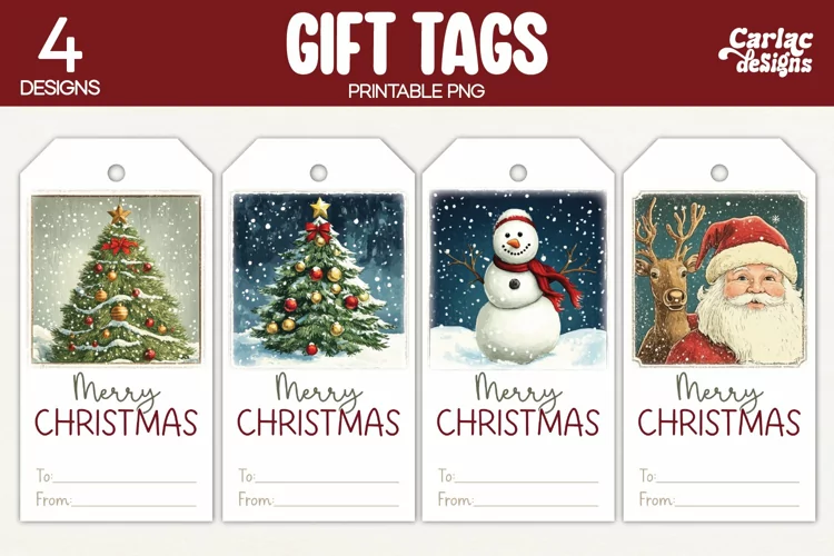 Christmas Gift Tags, Merry Christmas Printable Tags