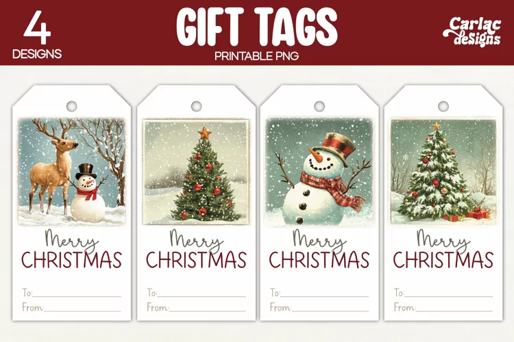 Christmas Gift Tags, Merry Christmas Printable Tags