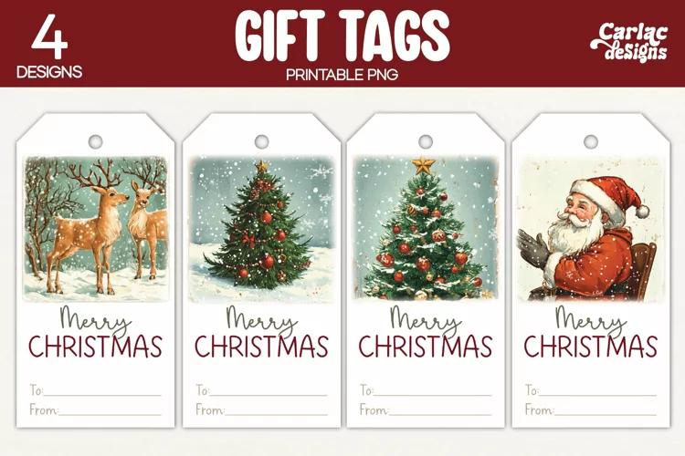 Christmas Gift Tags, Merry Christmas Printable Tags