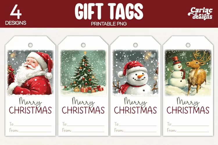 Christmas Gift Tags, Merry Christmas Printable Tags