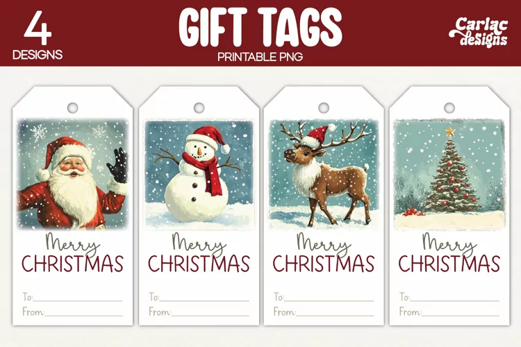 Christmas Gift Tags, Merry Christmas Printable Tags