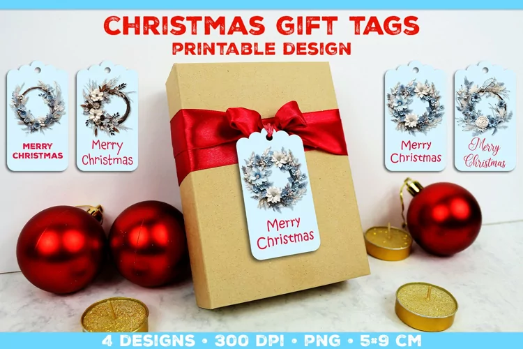 Printable Christmas Gift Tags with Merry Christmas sign