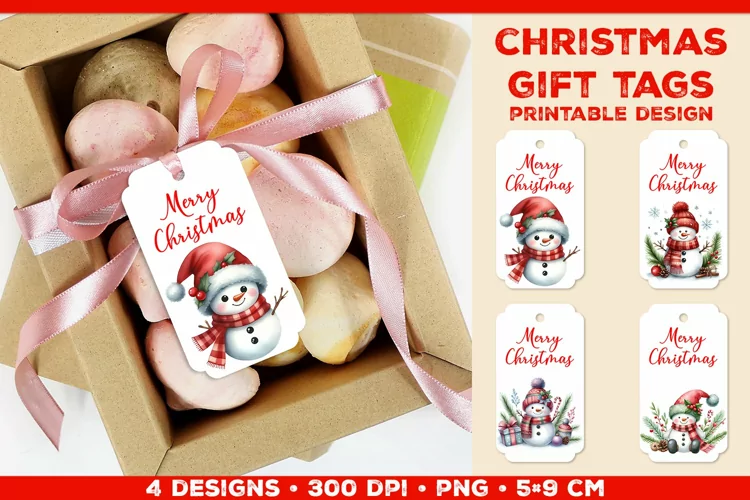 Printable Christmas Gift Tags with Merry Christmas sign
