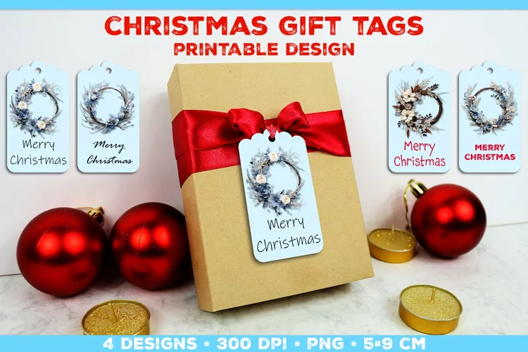 Printable Christmas Gift Tags with Merry Christmas sign