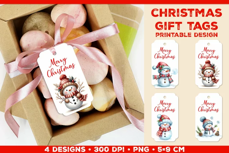 Printable Christmas Gift Tags with Merry Christmas sign