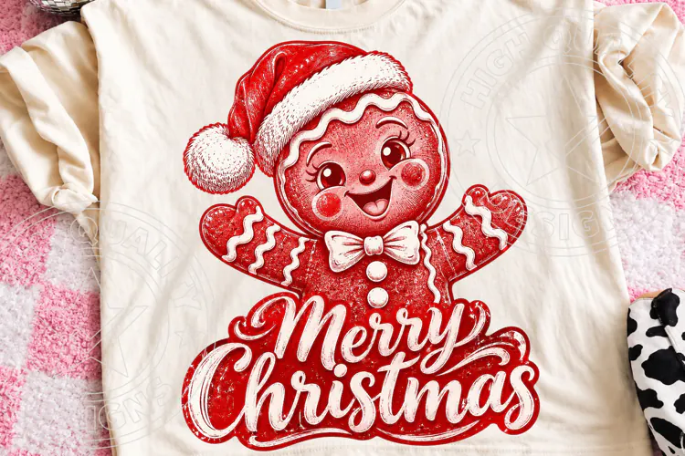 Merry Christmas Gingerbread Man PNG | Vintage Christmas Subl