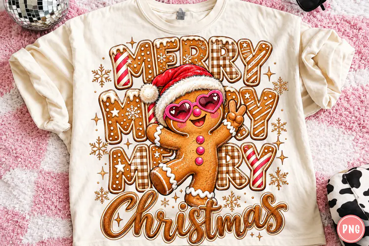 Merry Christmas Gingerbread Man PNG Cute Santa Hat Png