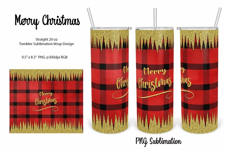 Merry Christmas Glitter Tumbler Sublimation