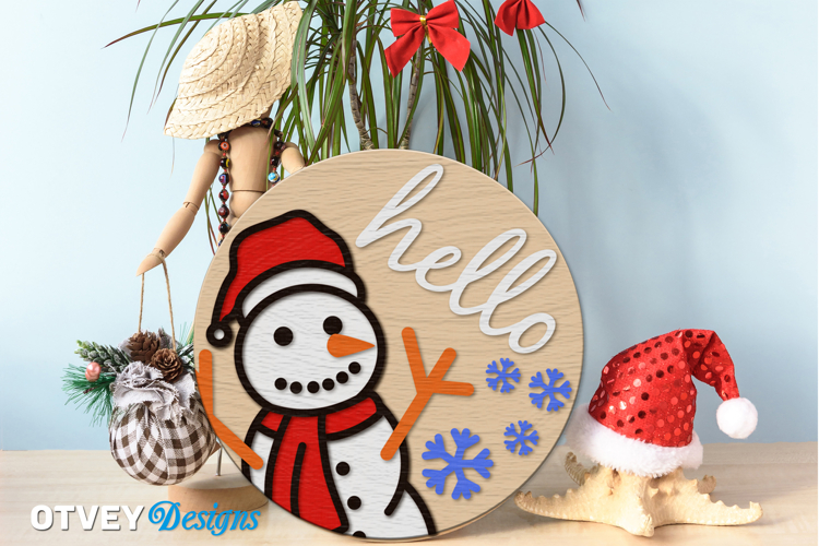 Merry Christmas Round Sign Door Hanger Lasercut