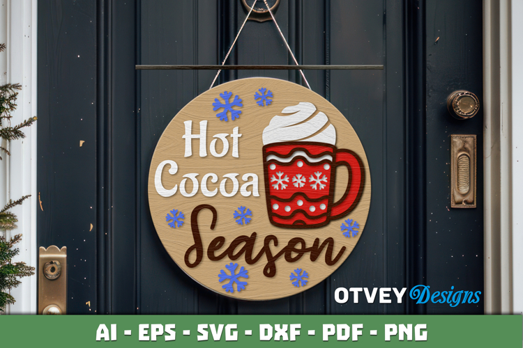 Merry Christmas Round Sign Door Hanger Lasercut