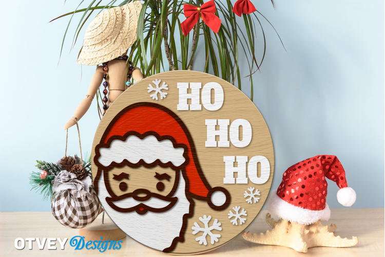 Merry Christmas Round Sign Door Hanger Lasercut