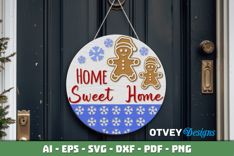 Merry Christmas Round Sign Door Hanger Lasercut