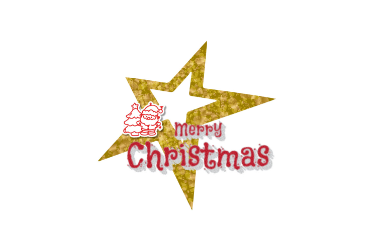 Merry christmas lettering typography with glitter star