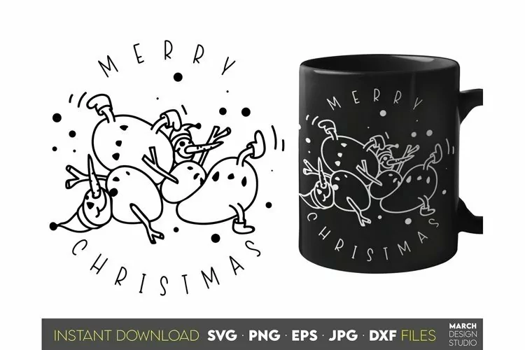 Merry Christmas Funny Christmas Snowman Family Clipart SVG
