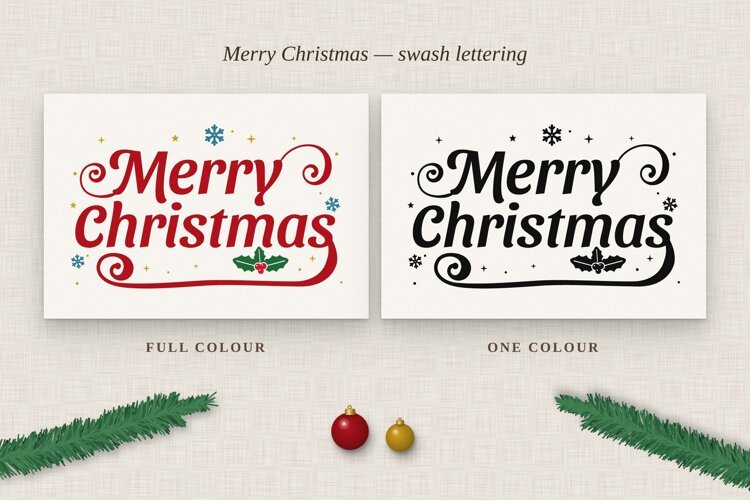 Merry Christmas Retro Swash Lettering example image 1