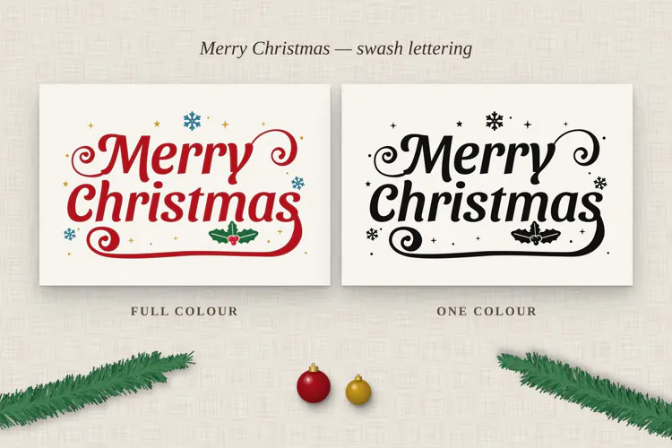 Merry Christmas Retro Swash Lettering