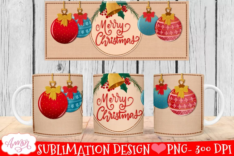 Merry Christmas mug wrap for sublimation | 11oz and 15oz PNG