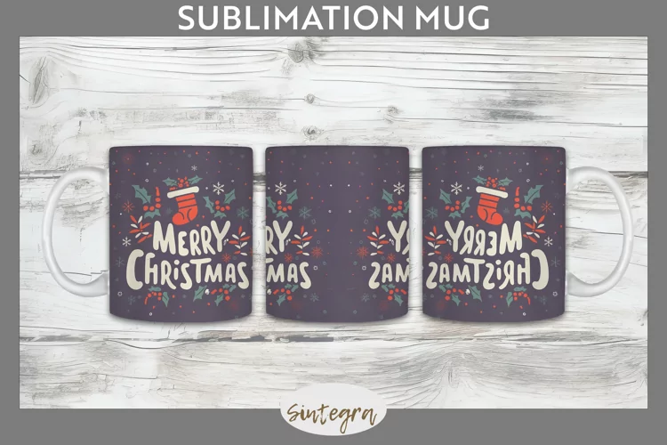 Merry Christmas Mug Wrap Sublimation