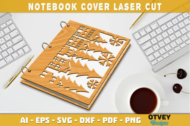 Merry Christmas Notebook Cover Laser Cut