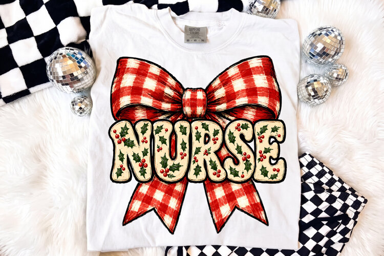 Merry Christmas Nurse Sublimation, Coquette Red Buffalo example image 1