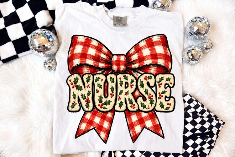 Merry Christmas Nurse Sublimation, Coquette Red Buffalo