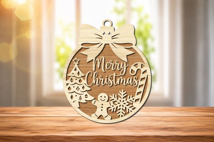 Merry Christmas Ornament Laser Cut