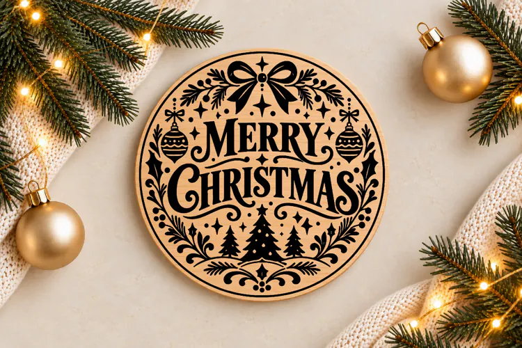 Merry Christmas Ornament Laser Cut SVG