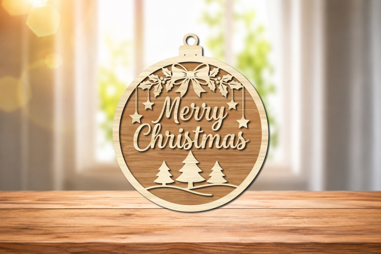 Merry Christmas Ornament Laser Cut SVG