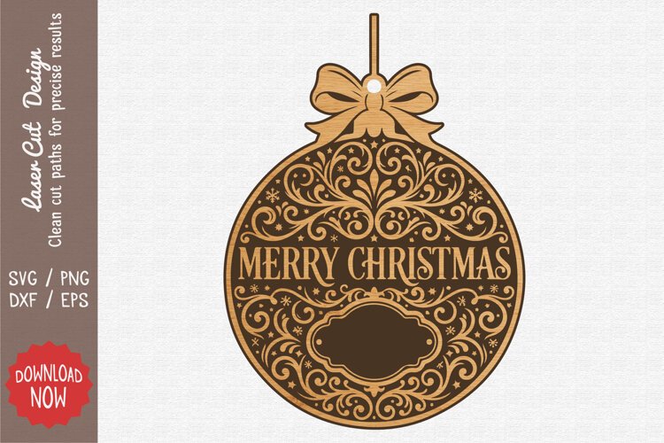 Merry Christmas Ornament SVG example image 1