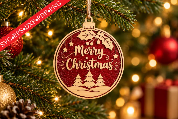 Merry Christmas Ornament SVG