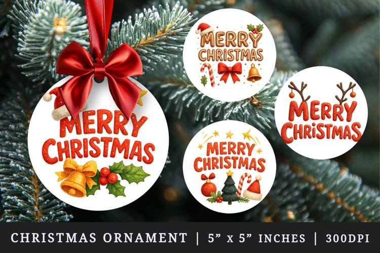Merry Christmas round ornaments sublimation design