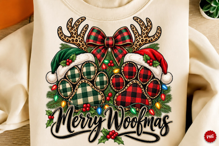 Merry Christmas Paw Print PNG, Pet Lover Sublimation Png