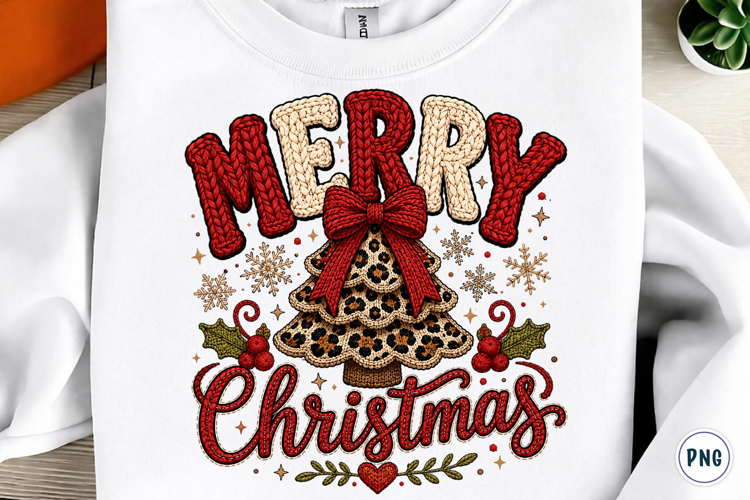 Leopard Merry Christmas Embroidery Png