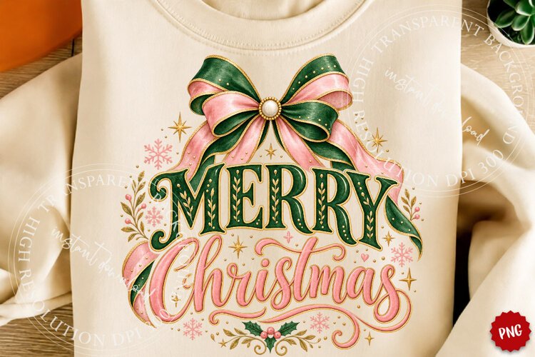 Merry Christmas PNG, Christmas Bow PNG, Christmas PNG example image 1