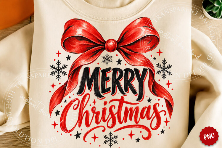 Merry Christmas PNG, Christmas Bow PNG, Christmas PNG example image 1
