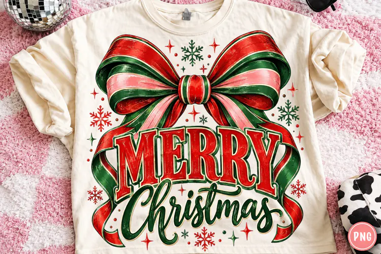Merry Christmas Bow PNG | Red Green & Pink Christmas Png