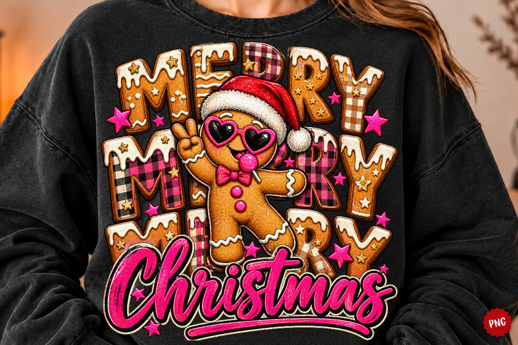 Merry Christmas PNG, Gingerbread Holiday Design Png