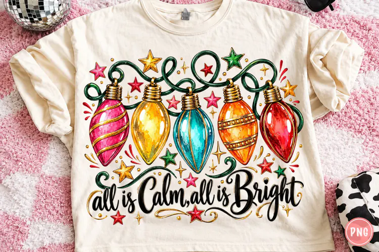 Retro Christmas Lights PNG Sublimation