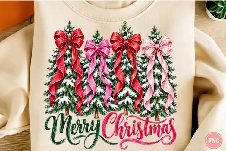 Merry Christmas PNG, Preppy Tree Sublimation