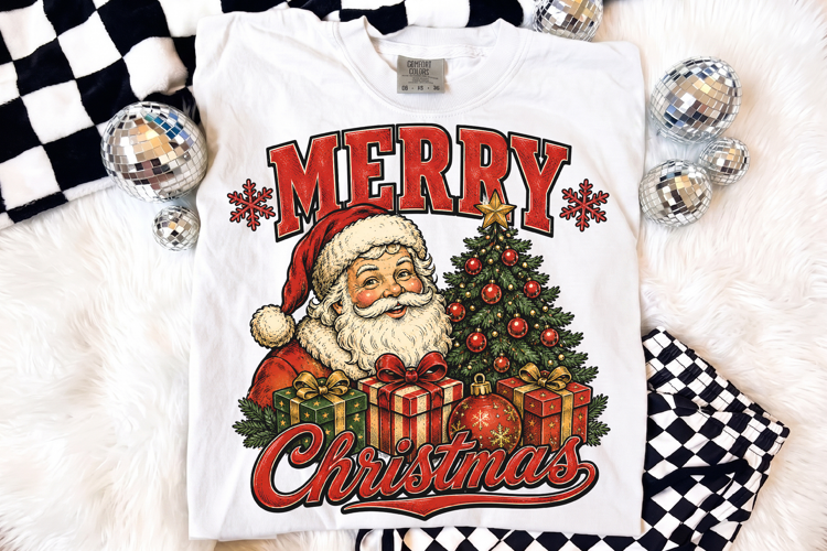 Merry Christmas PNG, Vintage Santa Claus Holiday Sublimation