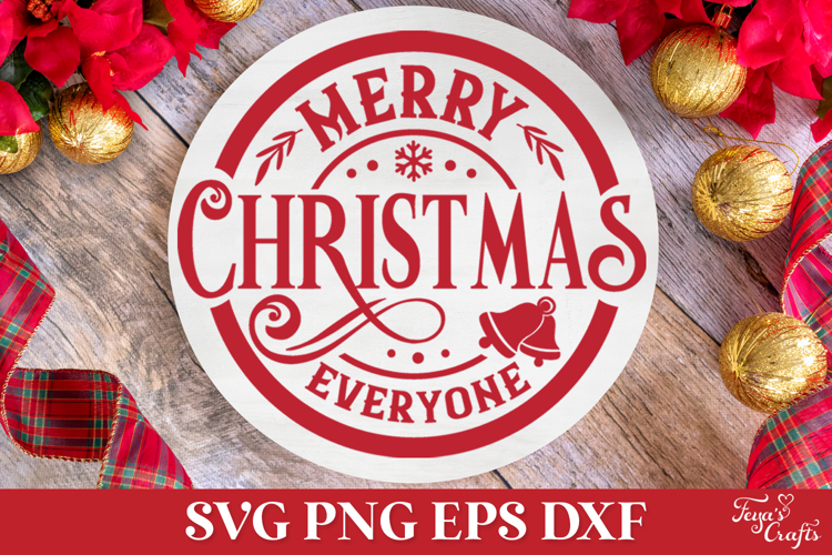 Merry Christmas Everyone Round SVG Ornament