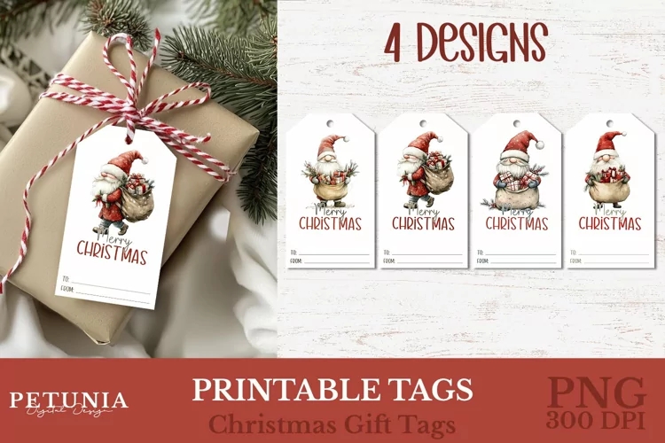 Cute Santa Gnome Gift Tags | Printable Christmas Gift Tags
