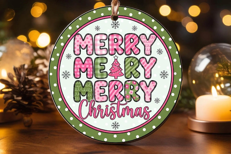 Merry Christmas Reindeer Bow Ornament example image 1