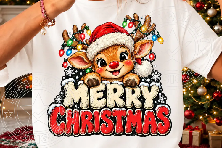 Merry Christmas Reindeer PNG