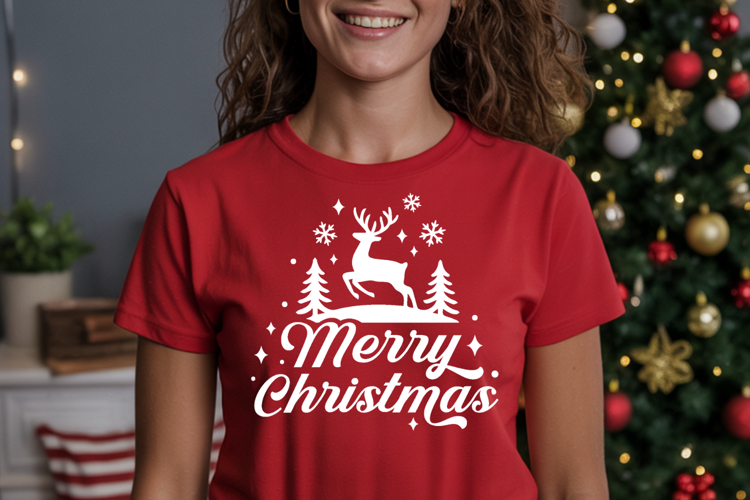 Retro Merry Christmas Cottage SVG