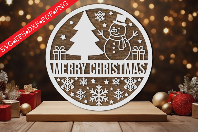 Merry Christmas Round Sign SVG